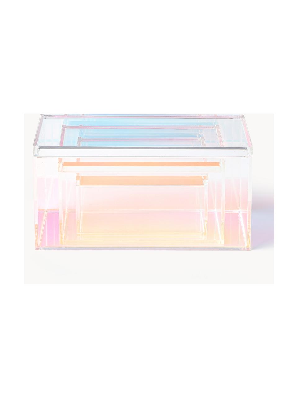 Súprava úložných škatúľ Yuki, 3 ks, Akrylové sklo, Viac farieb, Súprava s rôznymi veľkosťami