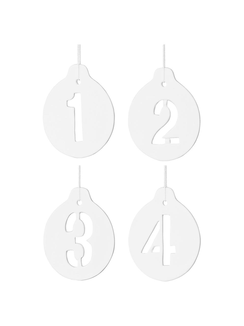 Kerstoomhangersset Advent, 4-delig, Keramiek, Wit, B 7 x H 9 cm