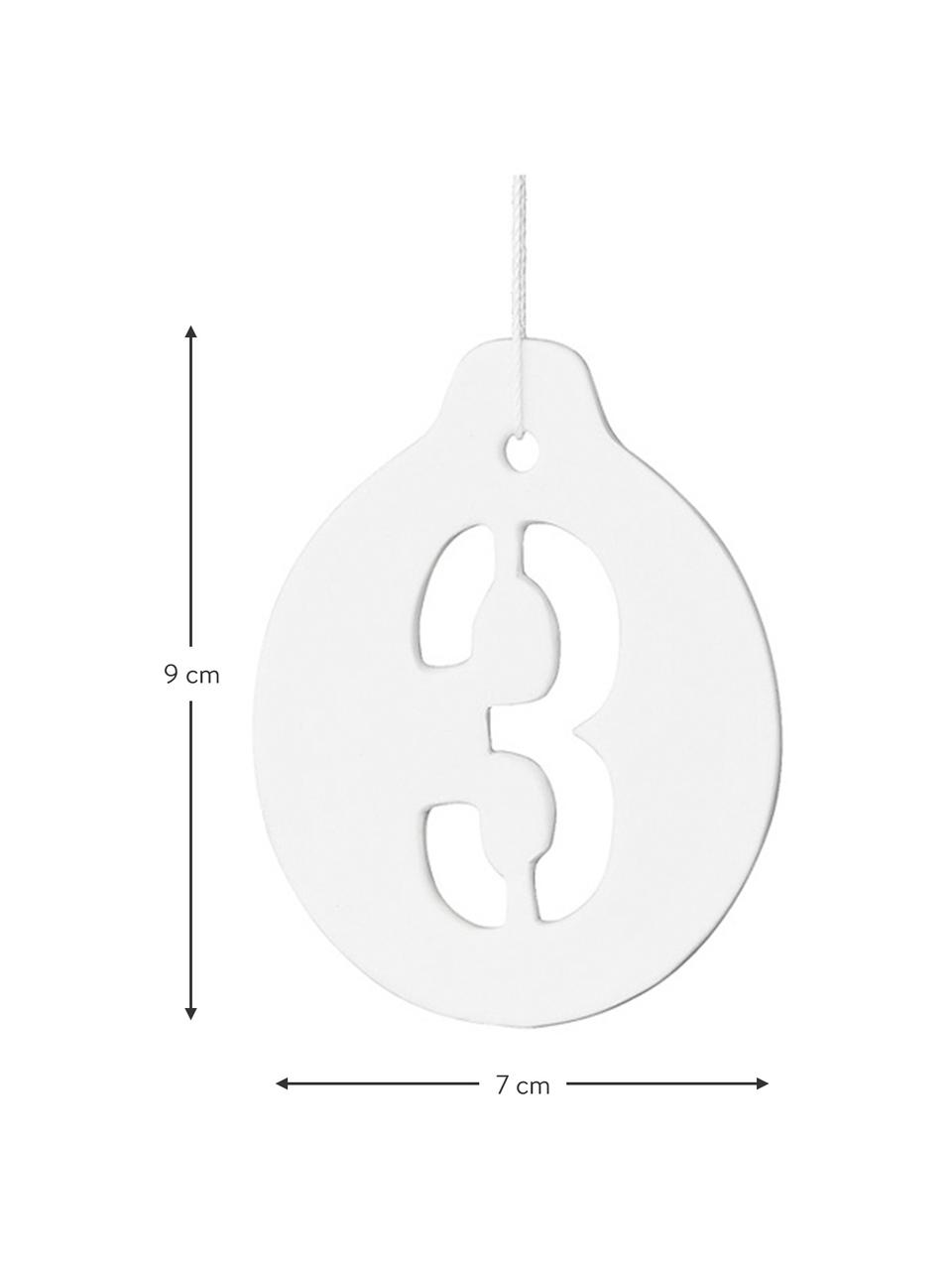 Súprava vianočných ozdôb Numbers, 4 ks, Keramika, Biela, V 9 cm