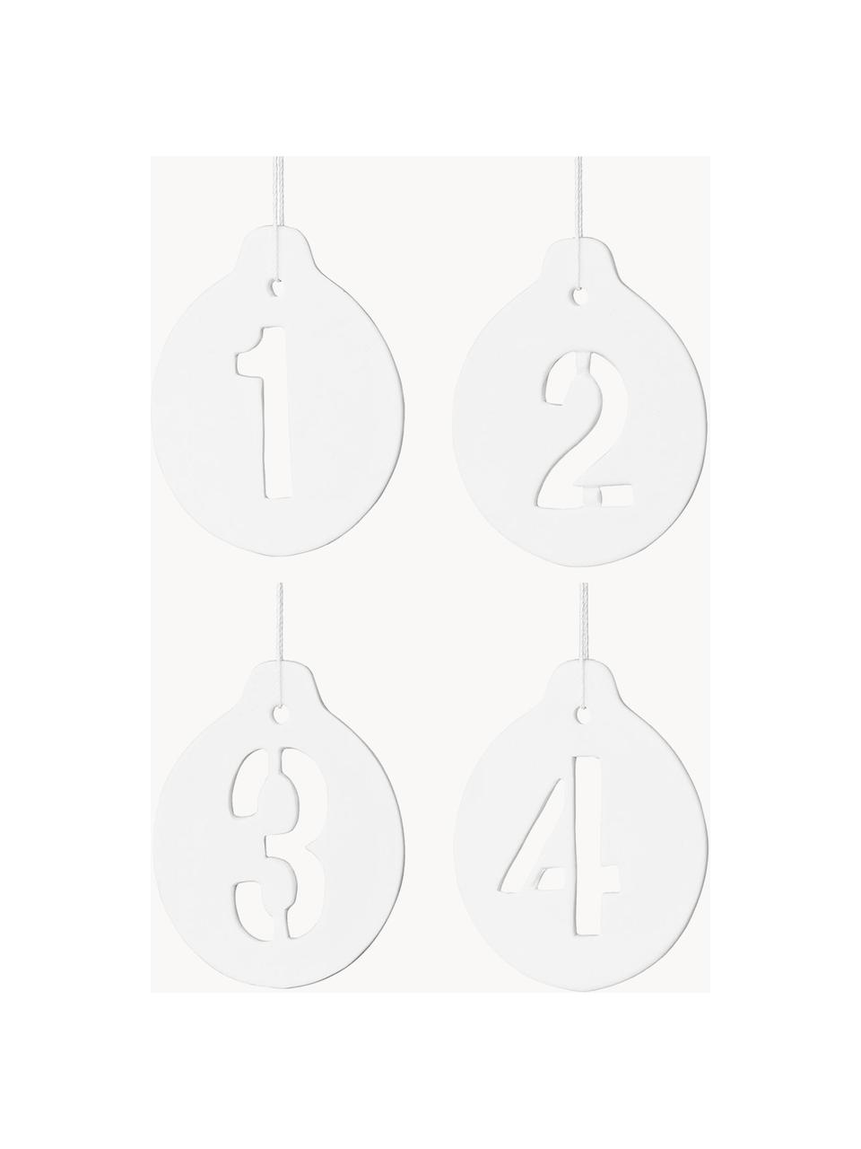 Set di 4 etichette regalo Advent, Ceramica, Bianco, Larg. 7 x Alt. 9 cm