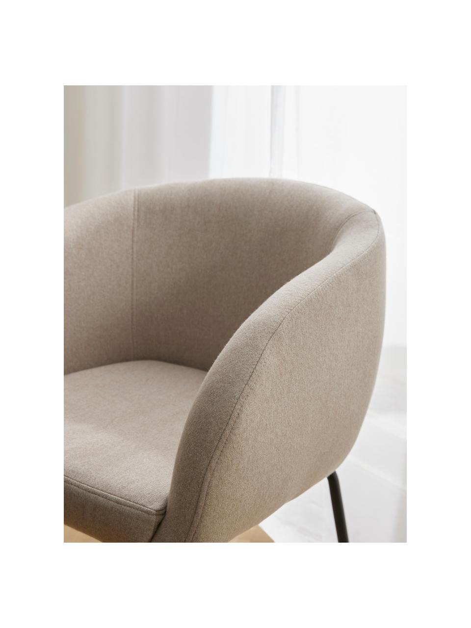 Fauteuils Alani, 2 stuks, Bekleding: 100% polyester Met 10.000, Poten: gepoedercoat metaalkleuri, Geweven stof beige, B 58 x D 58 cm