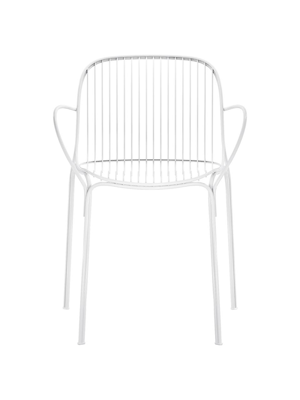 Zahradní židle s područkami Hiray, Pozinkovaná lakovaná ocel, Bílá, Š 46 cm, V 55 cm