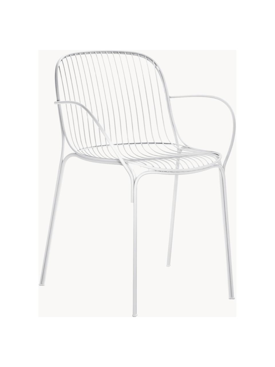 Krzesło ogrodowe z podłokietnikami Hiray, Stal ocynkowana, lakierowana, Biały, S 46 x G 55 cm