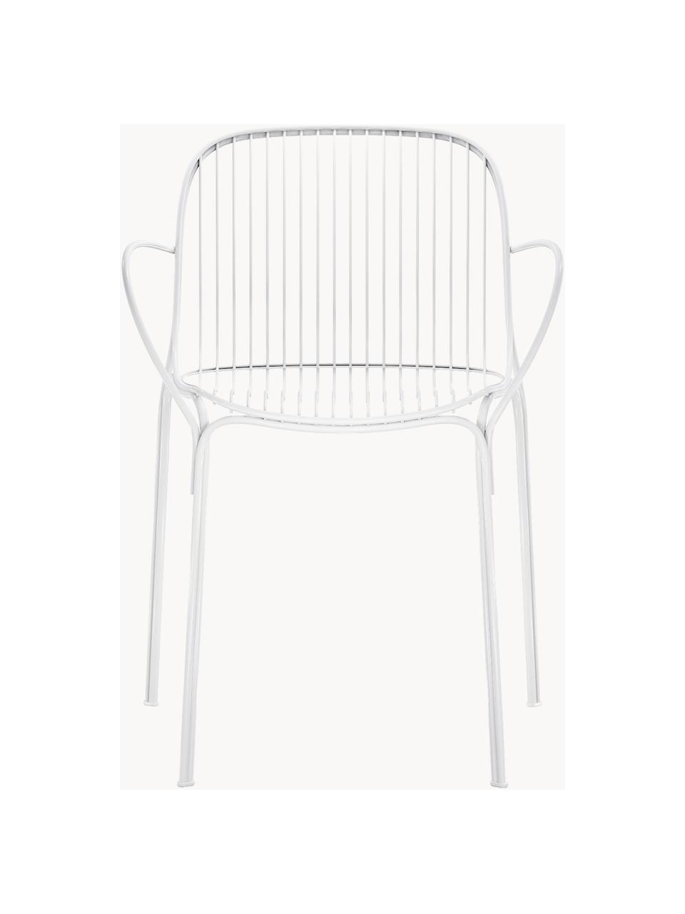 Chaise de jardin à accoudoirs Hiray, Acier galvanisé, laqué, Blanc, larg. 46 x prof. 55 cm