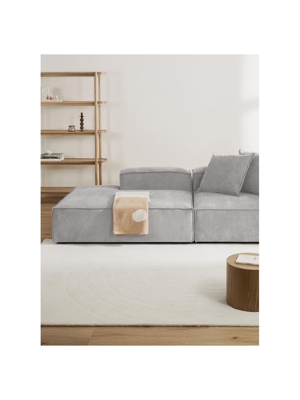 Méridienne modulable en velours côtelé Lennon, Velours côtelé gris, larg. 269 x prof. 119 cm, dossier à droite