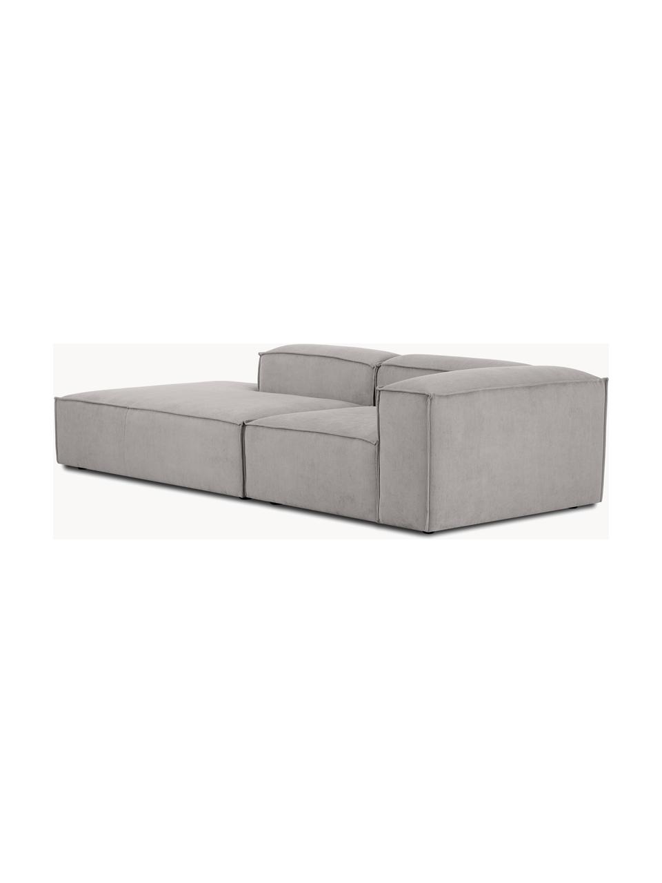 Chaise longue componibile in velluto a coste Lennon, Rivestimento: velluto a coste (92% poli, Struttura: legno di pino massiccio, , Piedini: plastica Questo prodotto , Velluto a coste grigio, Larg. 269 x Prof. 119 cm, schienale a destra