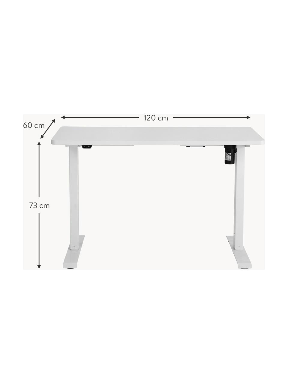 Bureau à hauteur ajustable Lea, Blanc, larg. 120 x prof. 60 cm