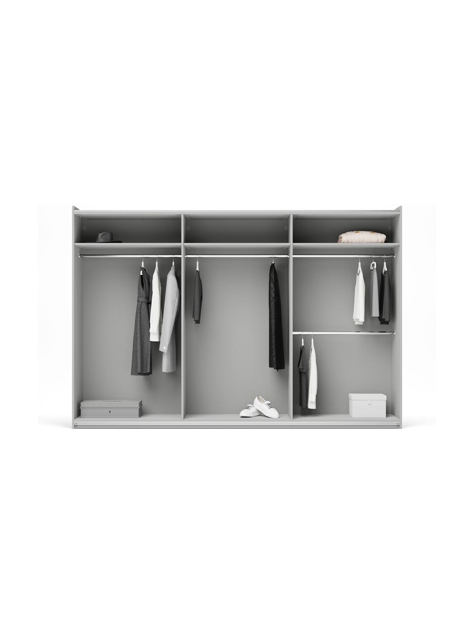 Armario modular Charlotte, 3 puertas correderas (300 cm), diferentes variantes, Estructura: aglomerado con certificad, Gris, Interior Basic (An 300 x Al 200 cm)