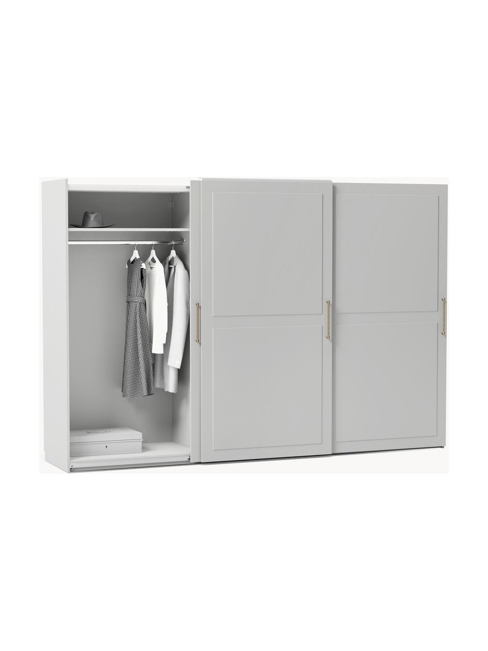 Armario modular Charlotte, 3 puertas correderas (300 cm), diferentes variantes, Estructura: tablero aglomerado revest, Gris, Interior Basic (An 300 x Al 200 cm)