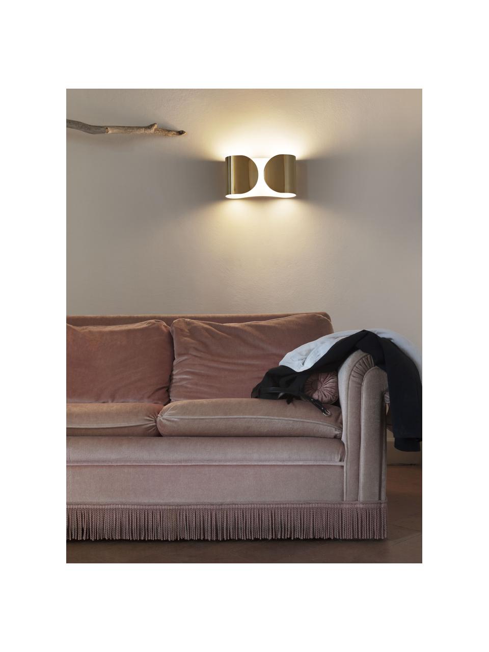 Design wandlamp Foglio, Gecoat staal, Goudkleurig, B 38 x D 21 cm