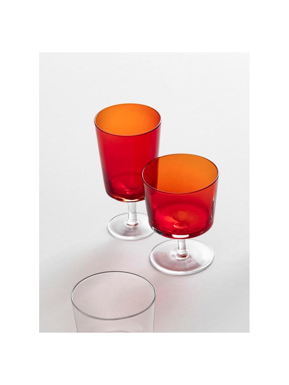 Bicchieri vino bianco fatti a mano Aurora 2 pz, Vetro, Rosso, trasparente, Ø 8 x Alt. 10 cm, 220 ml
