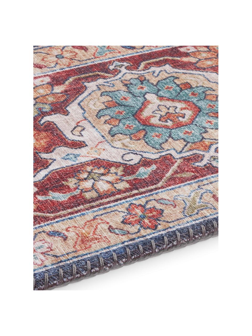 Niederflor-Läufer Sylla, 100% Polyester, Blau, Rot, B 80 x L 200 cm
