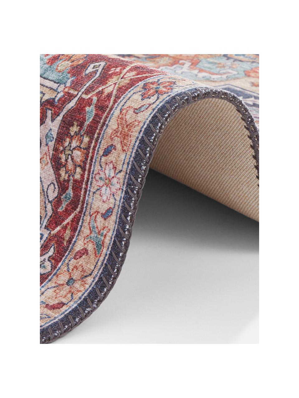 Laagpolige loper Sylla, Blauw, rood, B 80 x L 200 cm