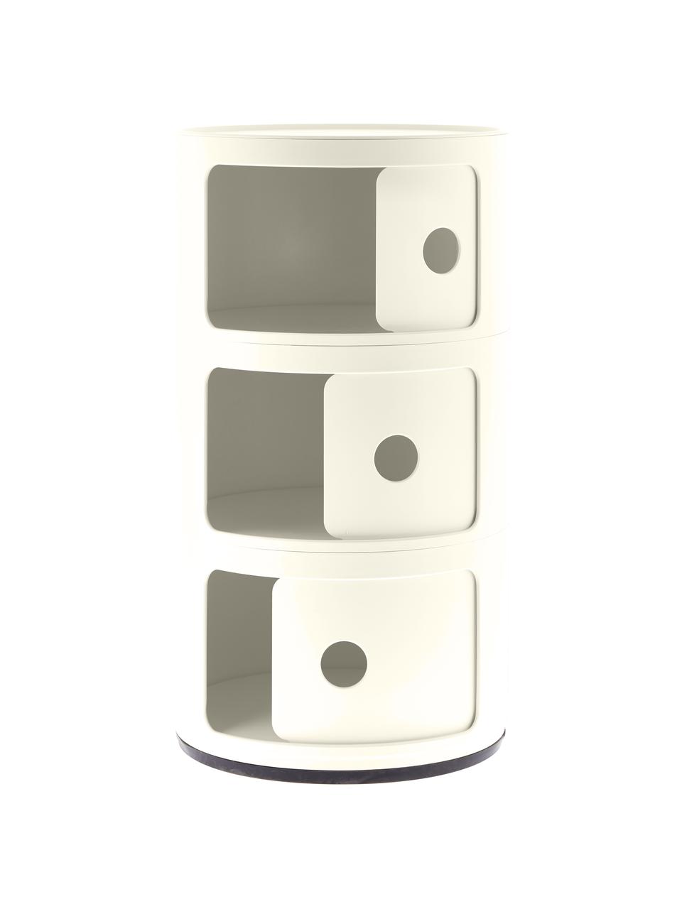 Designový odkládací stolek Componibili, 3 moduly, Termoplastický technopolymer vyrobený z recyklovaného průmyslového výboru, certifikace Greenguard, Béžová, matná, Ø 32 cm, V 59 cm