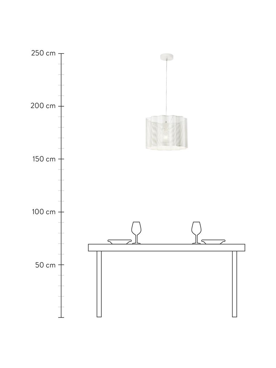 Hanglamp Glicine in wit, Lampenkap: gecoat metaal, Baldakijn: gecoat metaal, Wit, Ø 40 x H 28 cm