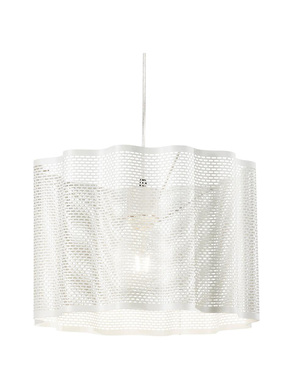 Hanglamp Glicine in wit, Lampenkap: gecoat metaal, Baldakijn: gecoat metaal, Wit, Ø 40 x H 28 cm
