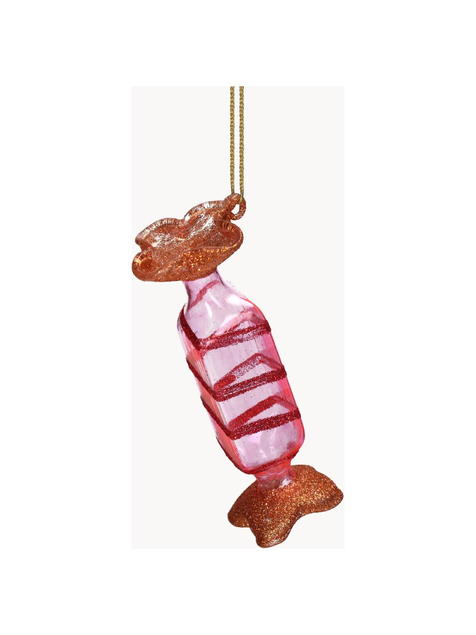 Addobbo per albero a forma di caramella Candy, Vetro, Rosso, rosa, trasparente, Larg. 4 x Lung. 10 cm