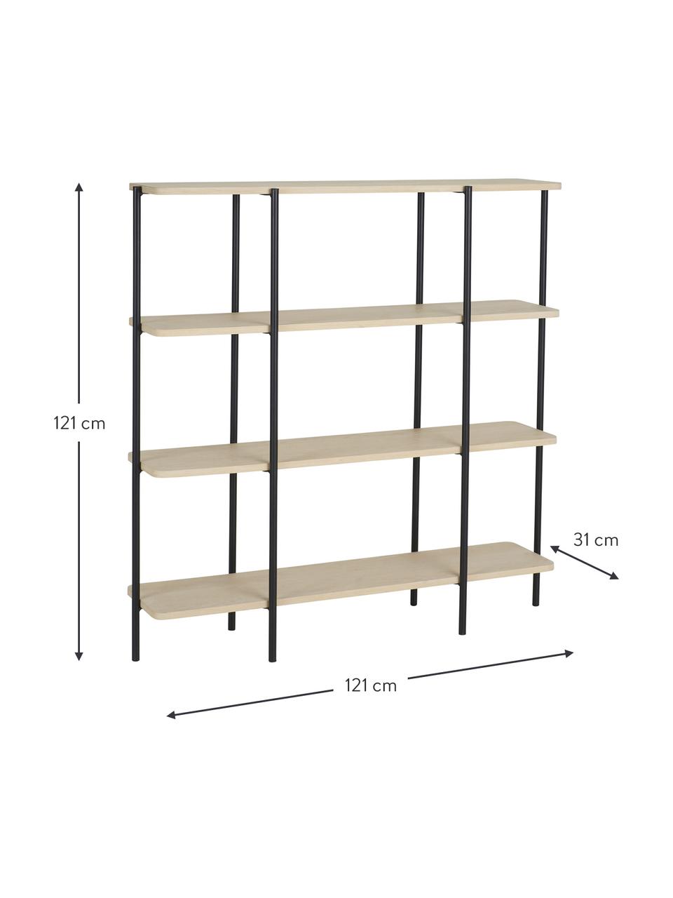 Standregal Lyllo aus Holz und Metall, Gestell: Metall, pulverbeschichtet, Holz, Schwarz, B 121 x H 121 cm