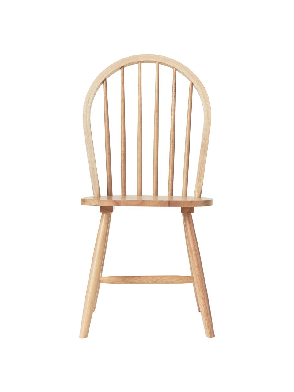 Windsor-Holzstühle Megan, 2 Stück, Kautschukholz, lackiert, Helles Holz, B 46 x T 51 cm