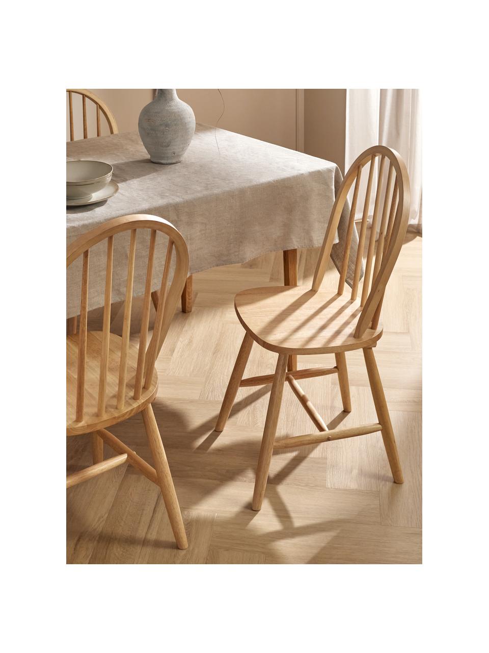 Windsor houten stoelen Megan, 2 stuks, Gelakt rubberhout, Rubberhoutkleurig,  bruin gelakt, B 46 x D 51 cm