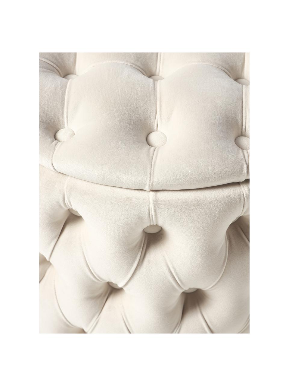 Pouf en velours avec rangement Chiara, Velours beige clair, Ø 50 x haut. 42 cm