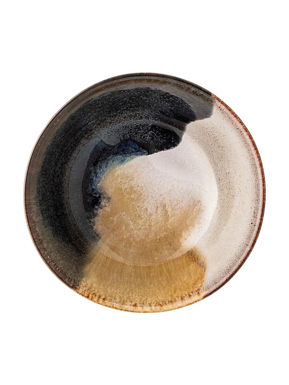 Cuencos arteanales Jules, 2 uds., Cerámica de gres, Tonos beige, tonos marrones, azul, Ø 13 x Al 6 cm