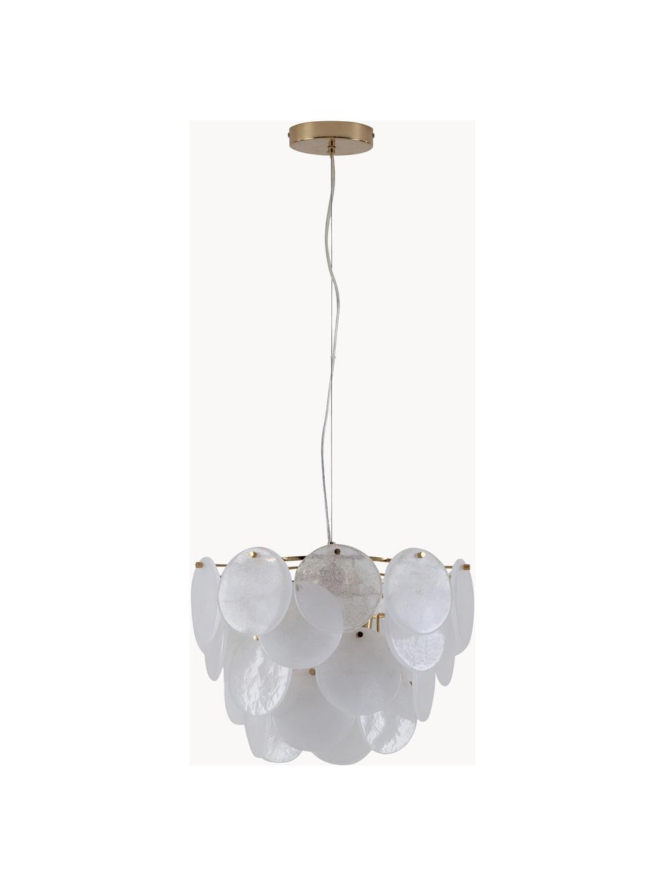 Lampa wisząca z funkcją przyciemniania Disk, Biały, odcienie złotego, Ø 40 x W 133 cm