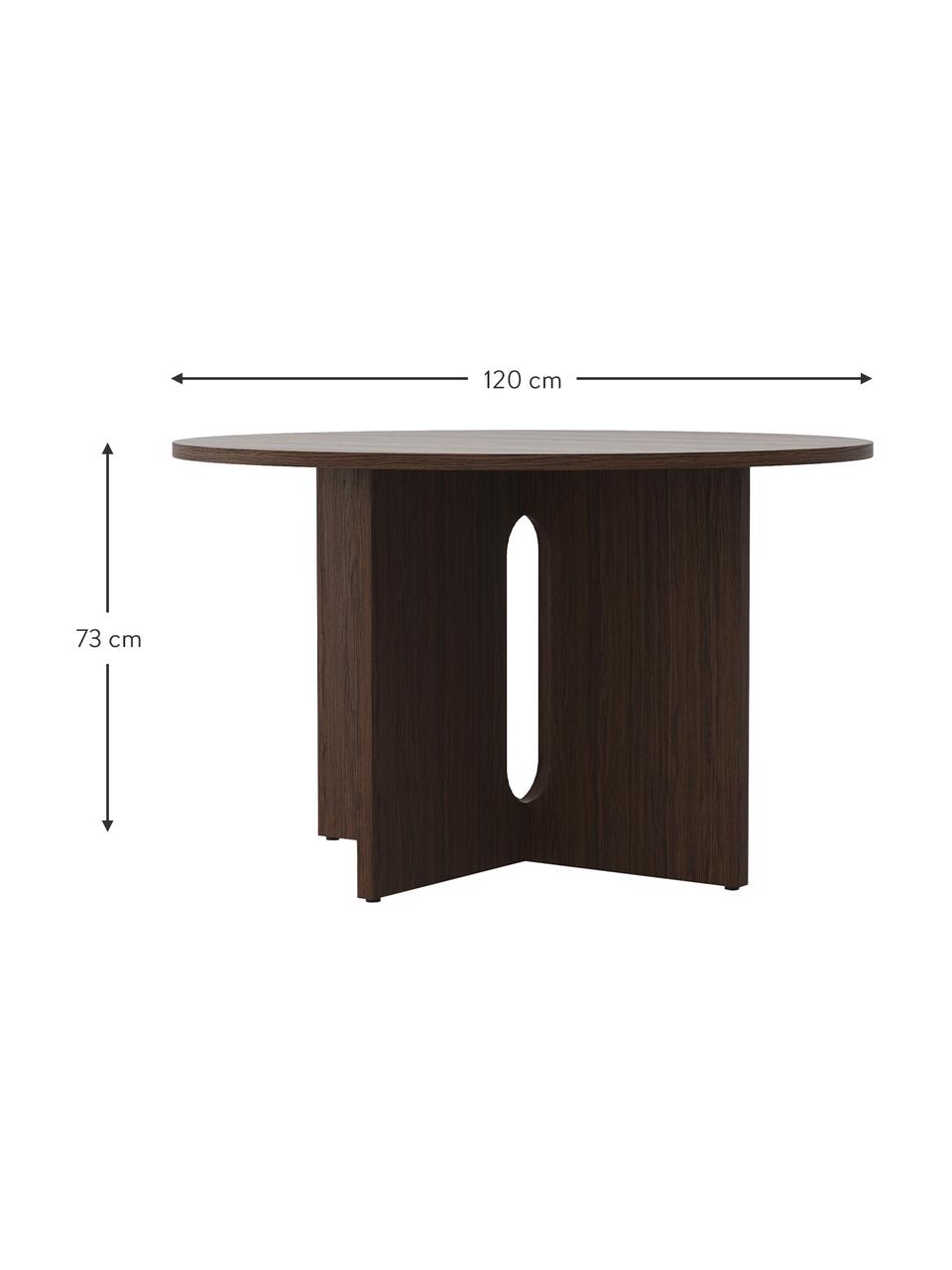 Table ronde placage de chêne Androgyne, différentes tailles, MDF (panneau en fibres de bois à densité moyenne) avec placage en bois de chêne, Bois foncé, Ø 120 x haut. 73 cm