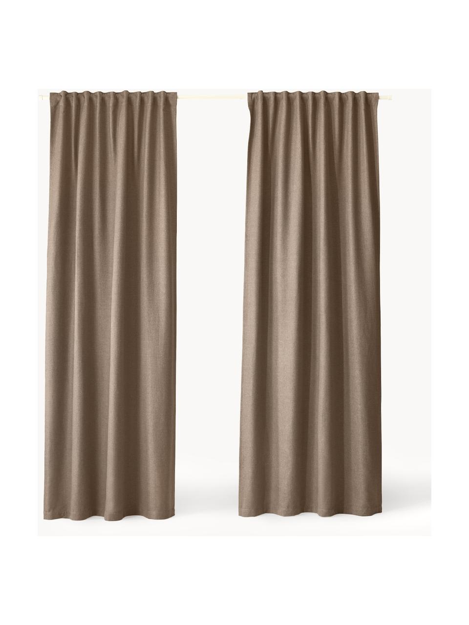 Blickdichter Vorhang Jensen mit Multiband, 2 Stück, 95 % Polyester, 5 % Nylon, Nougat, B 130 x L 260 cm