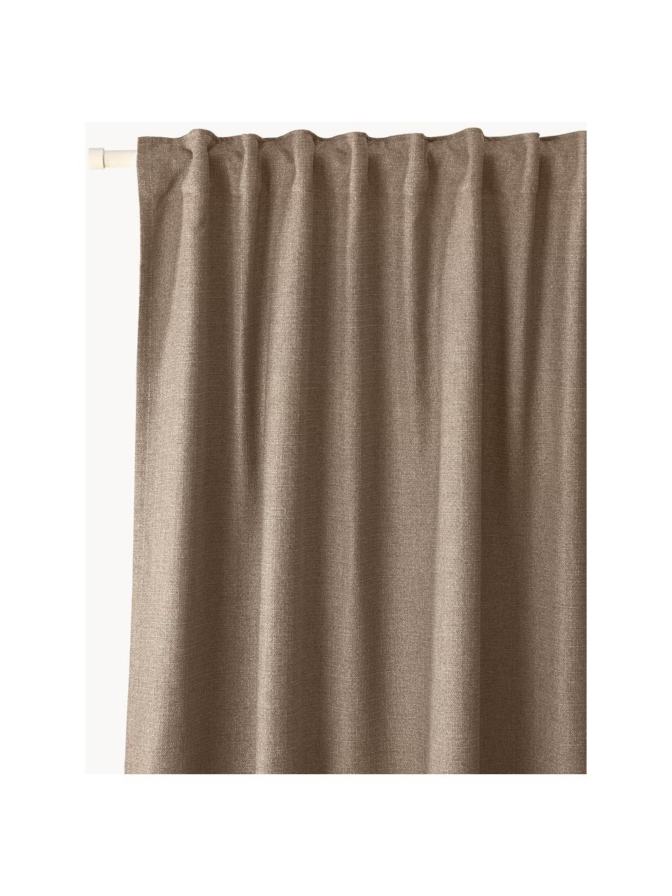 Ondoorzichtig gordijn Jensen met multiband, 2 stuks, 95% polyester, 5% nylon, Nougat, B 130 x L 260 cm