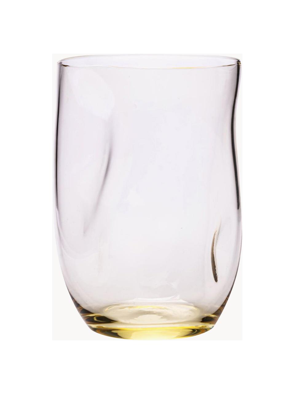 Bicchieri per acqua fatti a mano dalla forma organica Squeeze 6 pz, Vetro, Giallo limone, Ø 7 x Alt. 10 cm, 250 ml