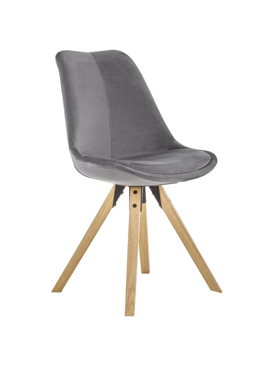 Sedia imbottita in velluto Dima 2 pz, Rivestimento: velluto di poliestere 25., Gambe: caucciù oliato, Rivestimento: grigio scuro Gambe: caucciù, Larg. 49 x Prof. 55 cm