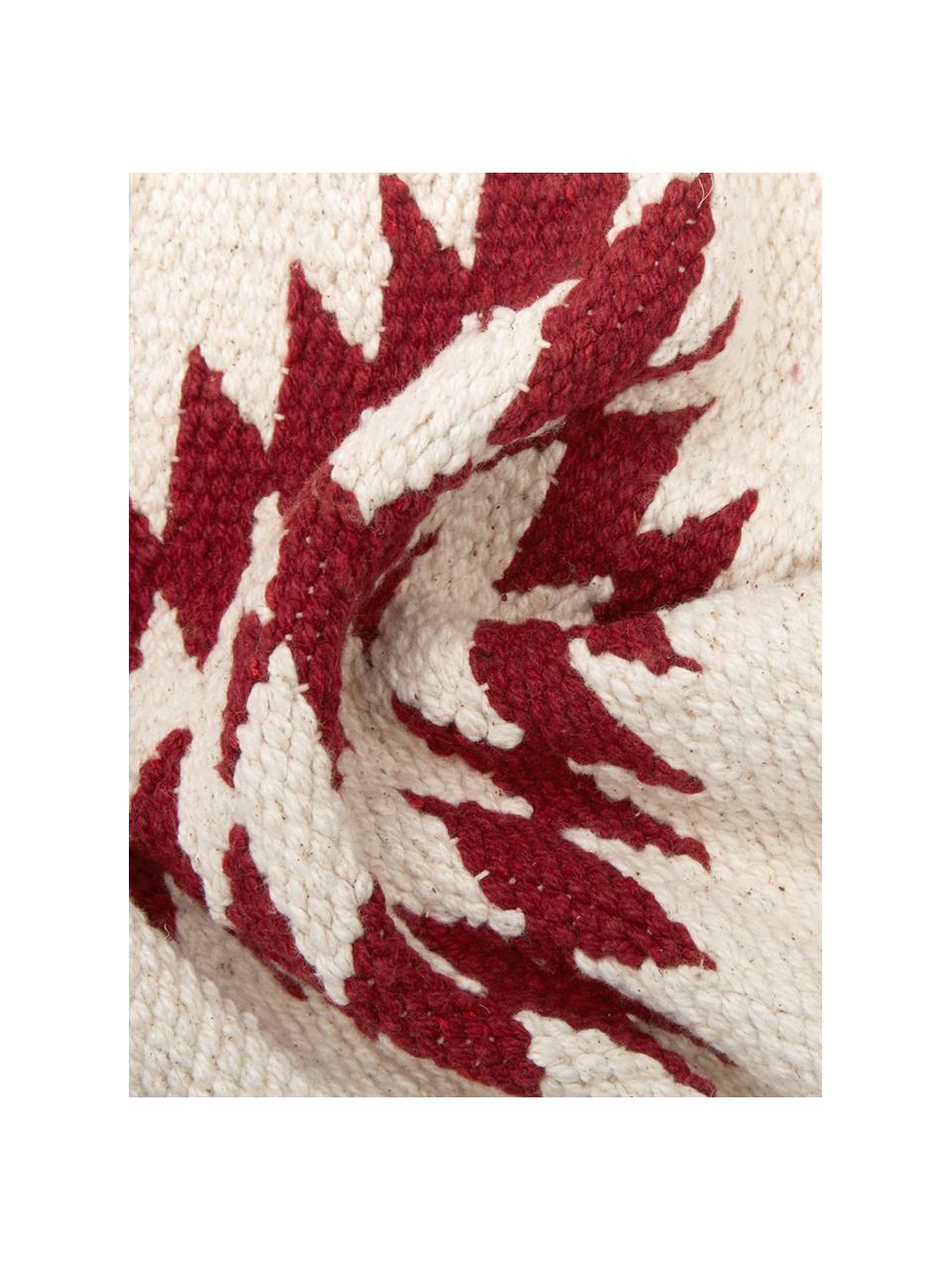 Tkaný povlak na polštář v etno styl Tuca, Béžová, světle červená, tmavě červená