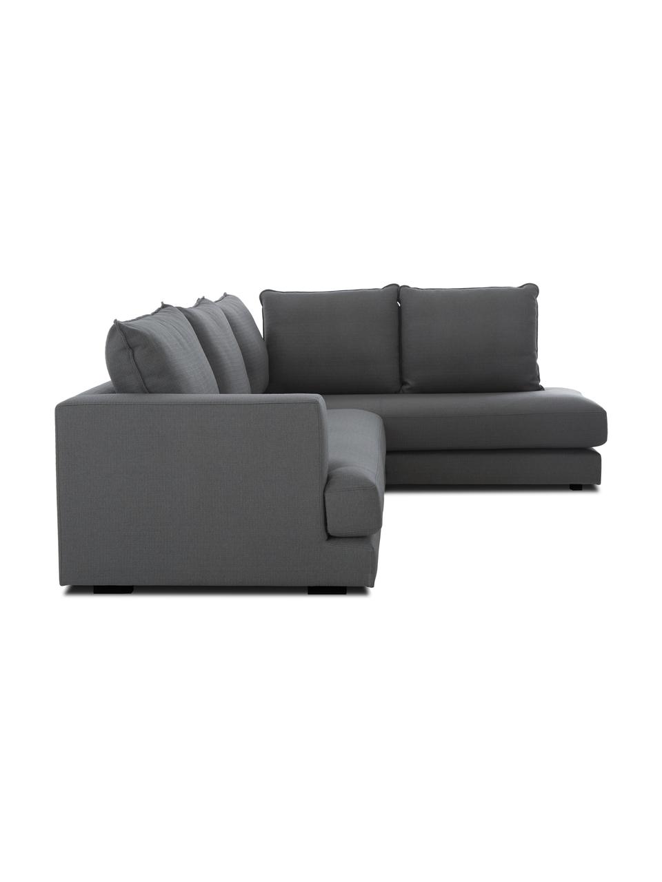 Divano angolare Tribeca, Rivestimento: poliestere Il rivestiment, Struttura: legno di faggio massiccio, Piedini: legno di faggio massiccio, Tessuto antracite, Larg. 274 x Prof. 192 cm, chaise-longue a destra