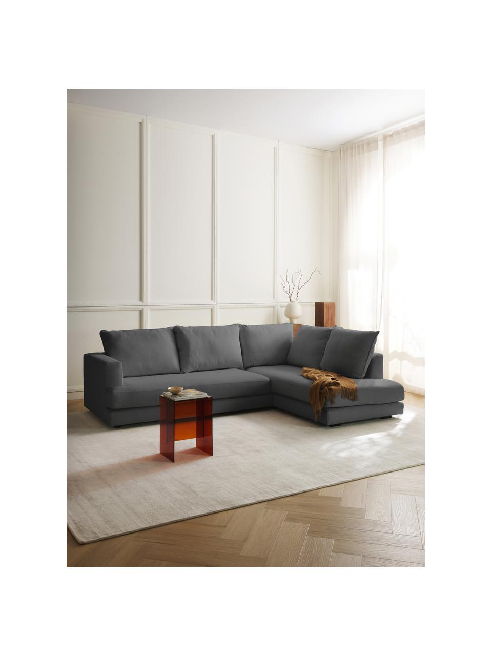 Ecksofa Tribeca, Bezug: 100 % Polyester Der hochw, Gestell: Massives Kiefernholz, Webstoff Anthrazit, B 274 x T 192 cm, Eckteil rechts