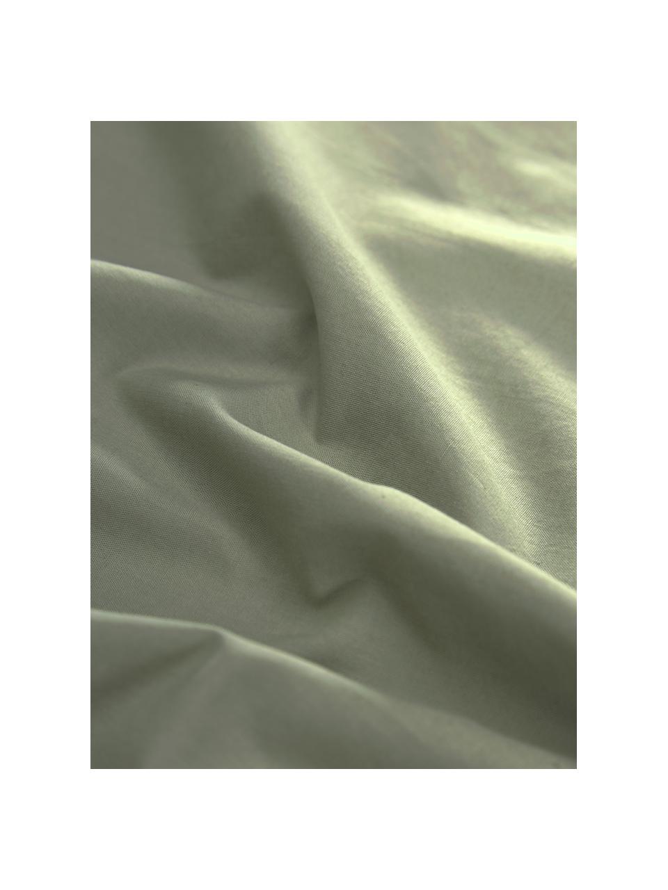 Parure copripiumino in cotone lavato verde con volant Florence, Verde, 155 x 200 cm, 2 pz