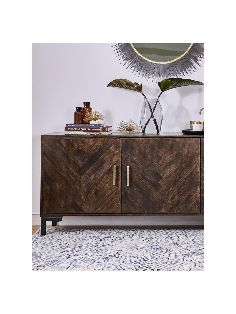 Wakects Stile retrò 90 x 30 x 77 cm con 2 Ante Credenza in Legno di Mango Massiccio 