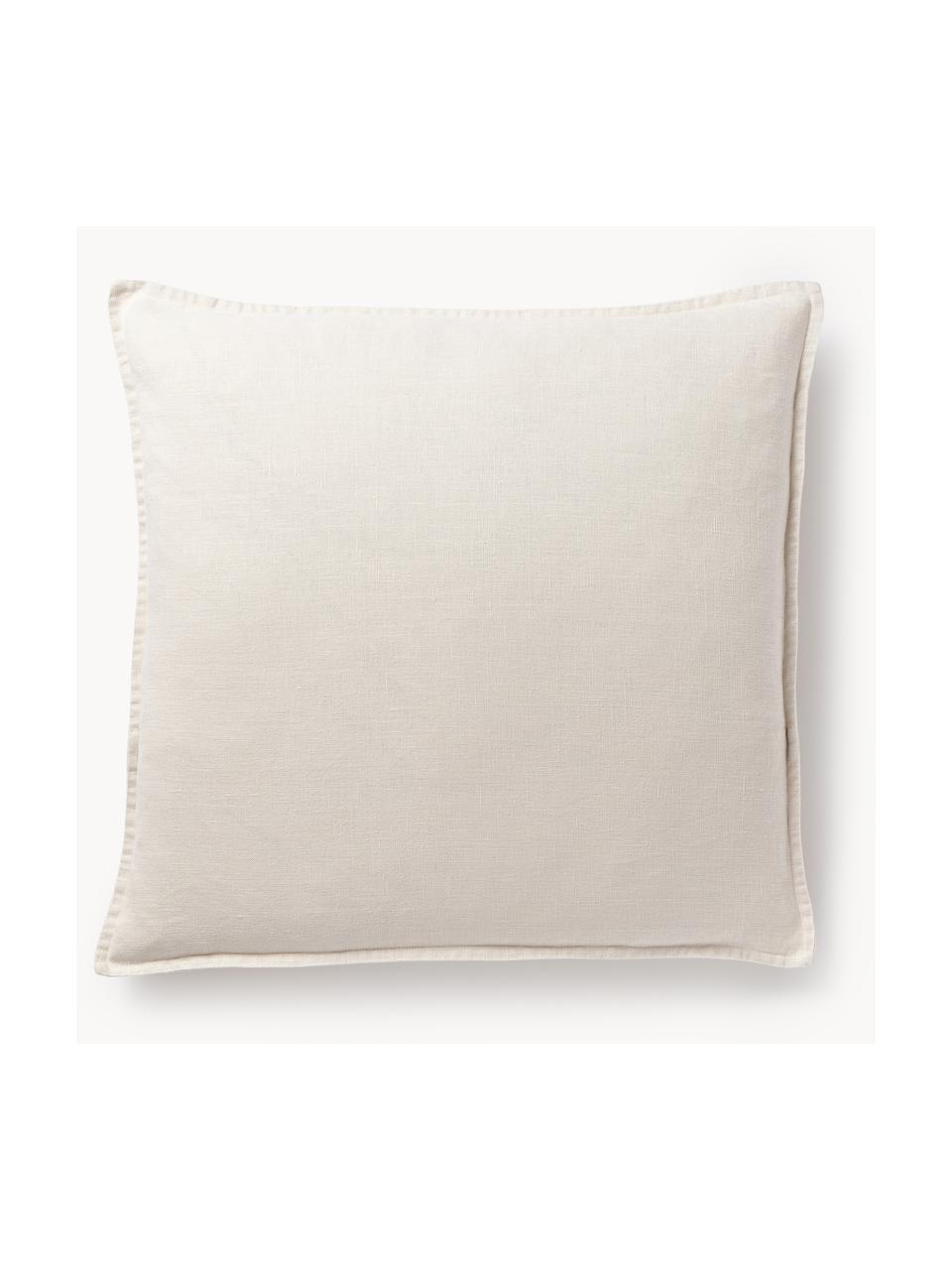 Housse de coussin pur lin beige clair Lanya, 100 % pur lin, Beige clair, larg. 60 x long. 60 cm