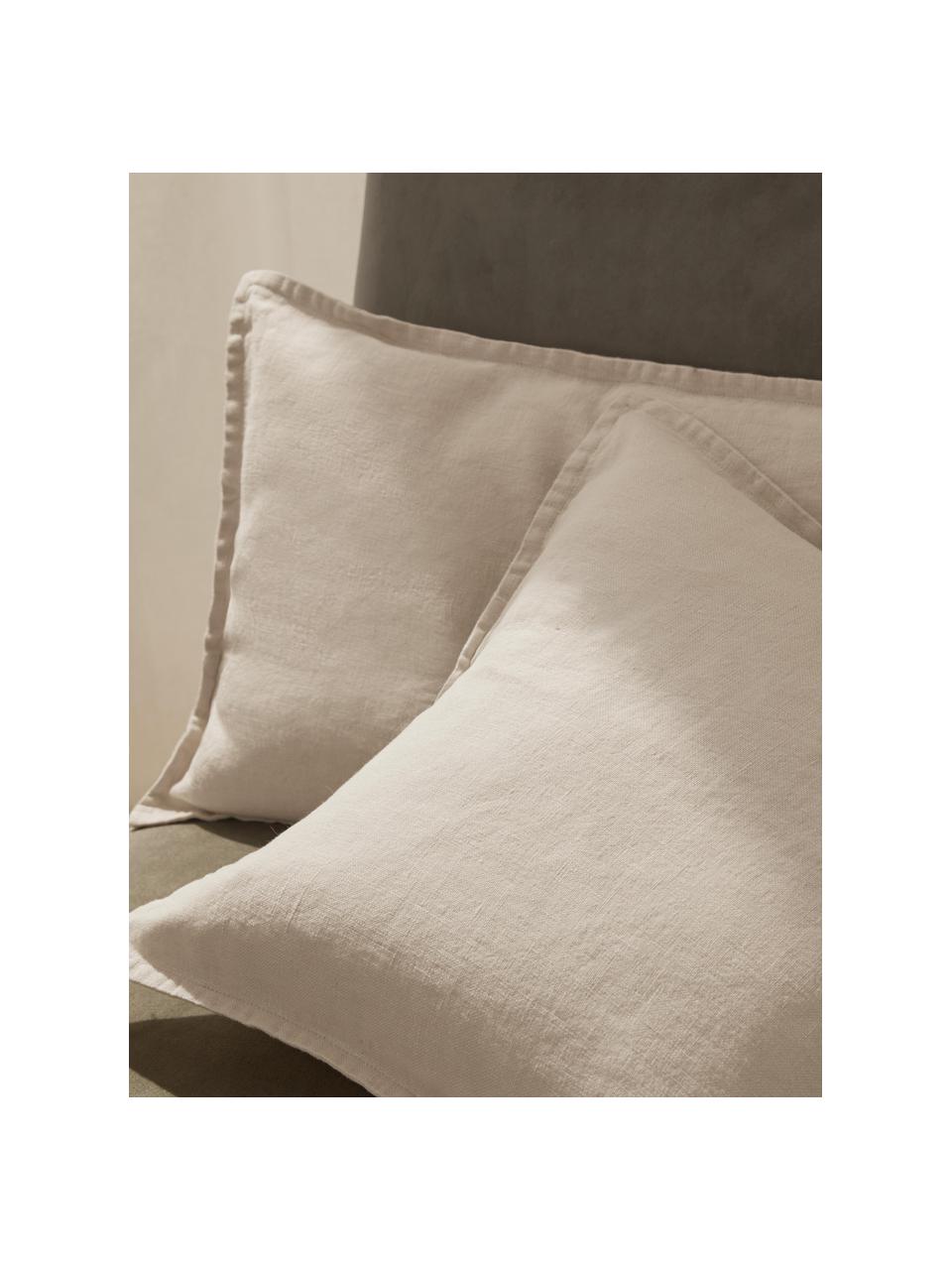 Housse de coussin pur lin beige clair Lanya, 100 % pur lin, Beige clair, larg. 60 x long. 60 cm