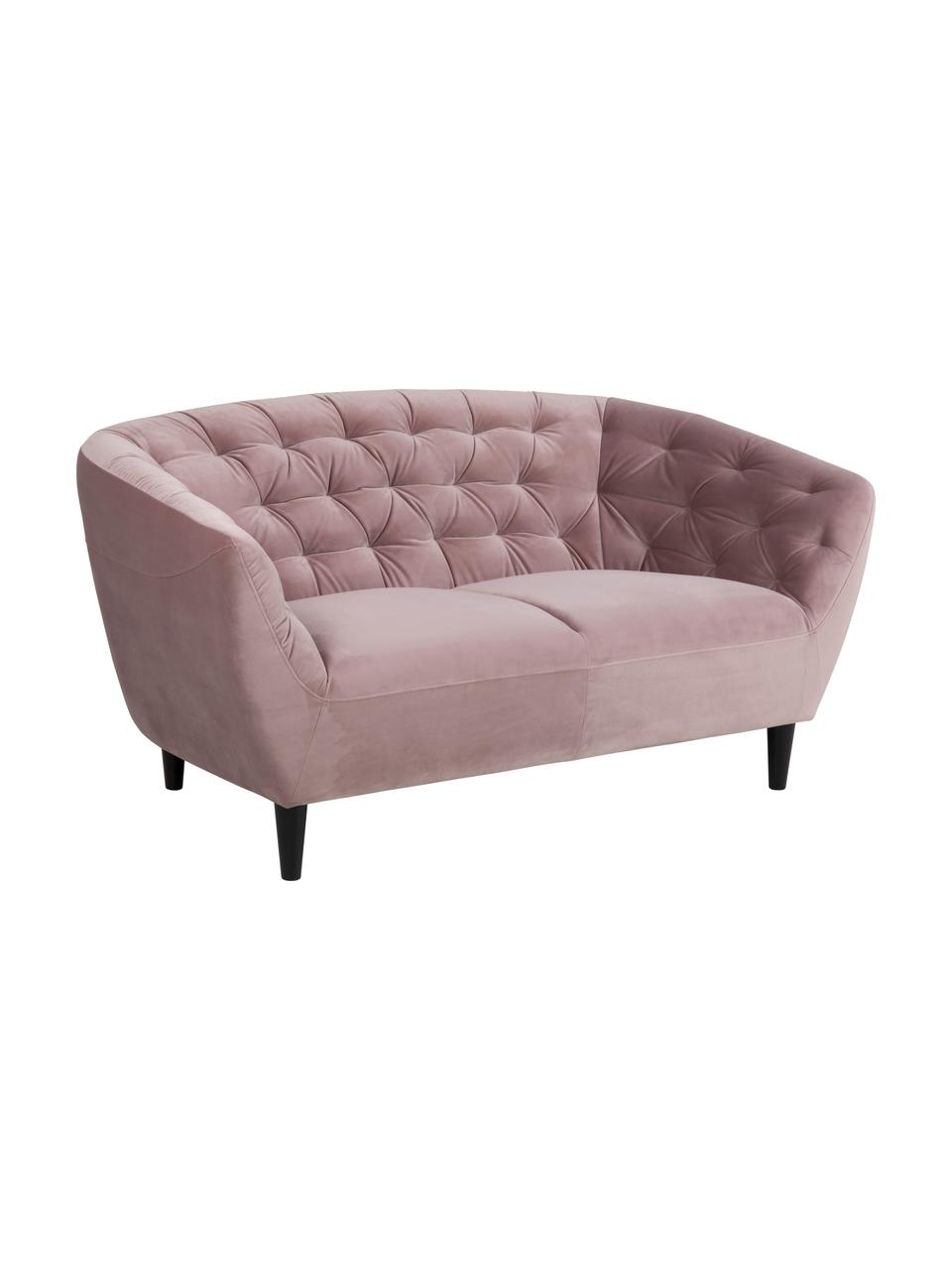 Samt-Sofa Ria (2-Sitzer), Bezug: Polyester (Samt), Beine: Kautschukbaumholz, lackie, Samt Altrosa, B 150 x T 84 cm