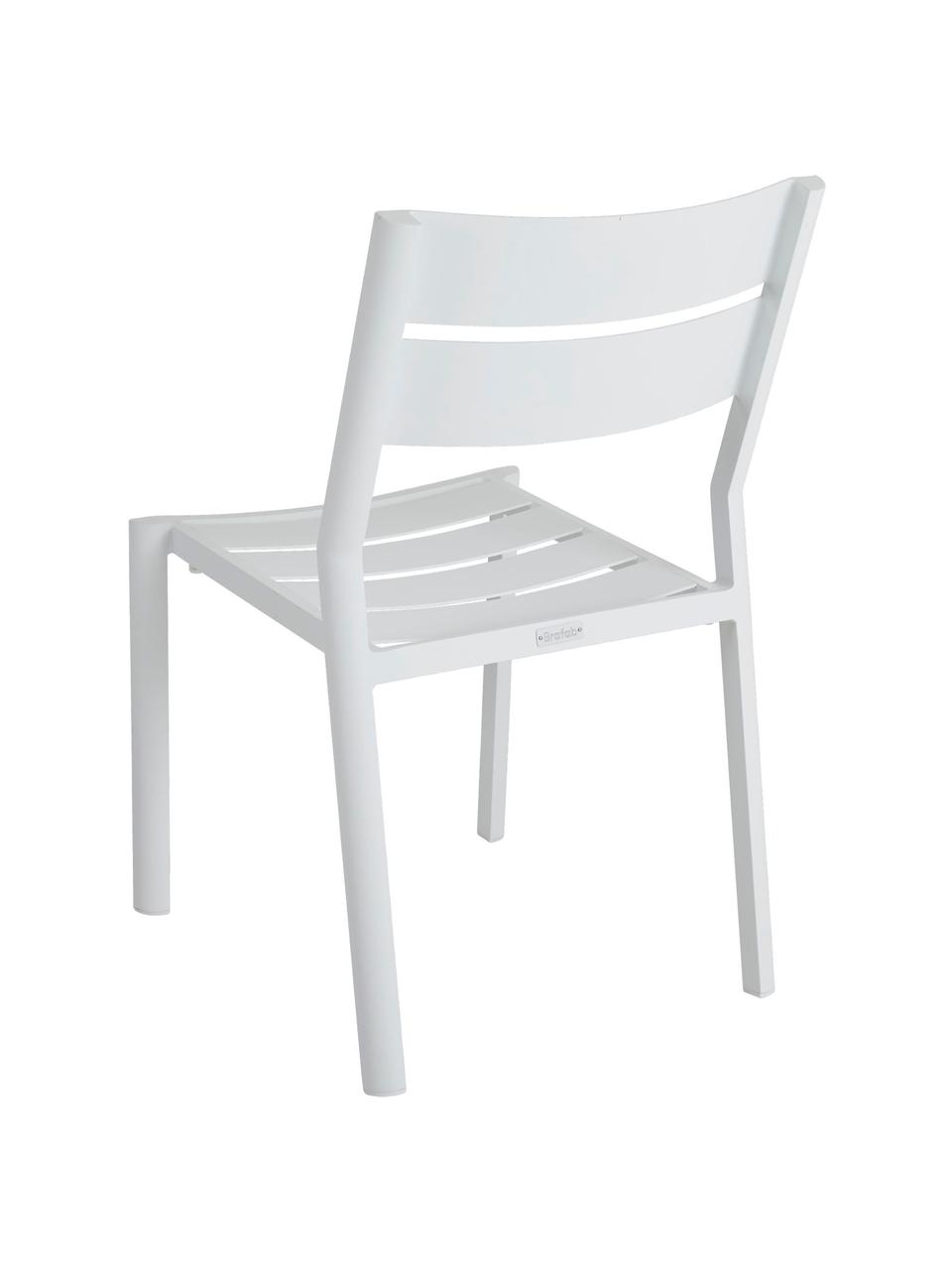 Krzesło ogrodowe do układania w stos Delia, Aluminium malowane proszkowo, Biały, S 48 x G 55 cm
