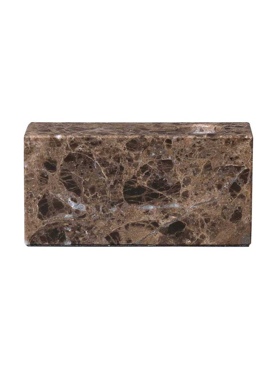 Marmor-Kerzenhalter Bloc, Marmor, Braun, B 12 x H 4 cm,