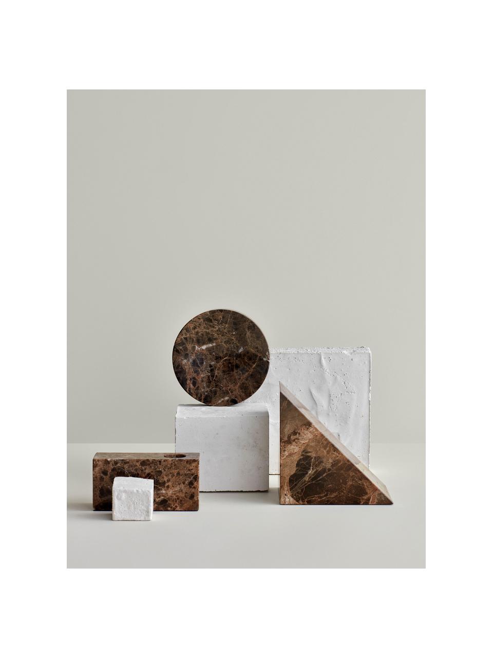 Bougeoir marbre Bloc, Marbre, Marbre brun, larg. 12 x haut. 4 cm
