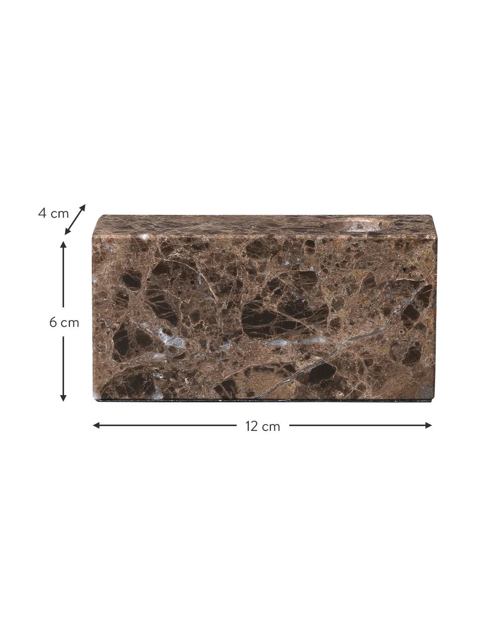 Marmeren kandelaar Bloc, Marmer, Bruin marmer, B 12 x H 4 cm