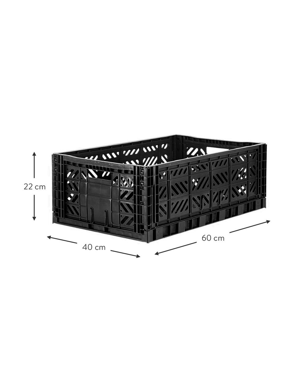 Stohovatelný skládací box Black, velký, Umělá hmota, Černá, Š 60 cm, V 22 cm