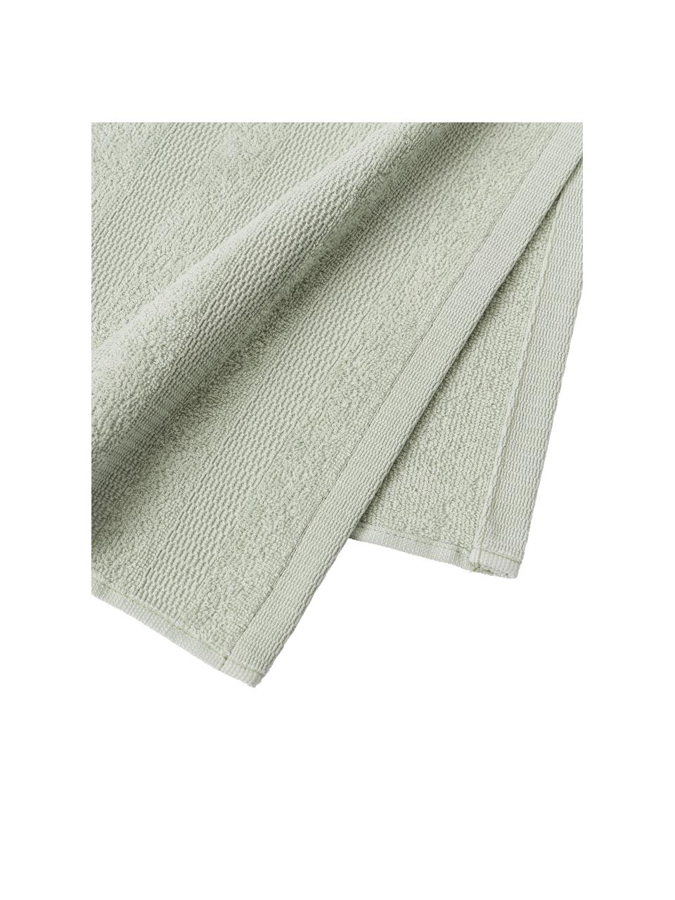 Set 3 asciugamani in cotone Camila, 100% cotone organico certificato BCI
Alta qualità, 400 g/m²

Il materiale utilizzato in questo prodotto è testato per le sostanze nocive e certificato secondo lo STANDARD 100 by OEKO-TEX®, 3883CIT, CITEVE, Verde salvia, Set in varie misure