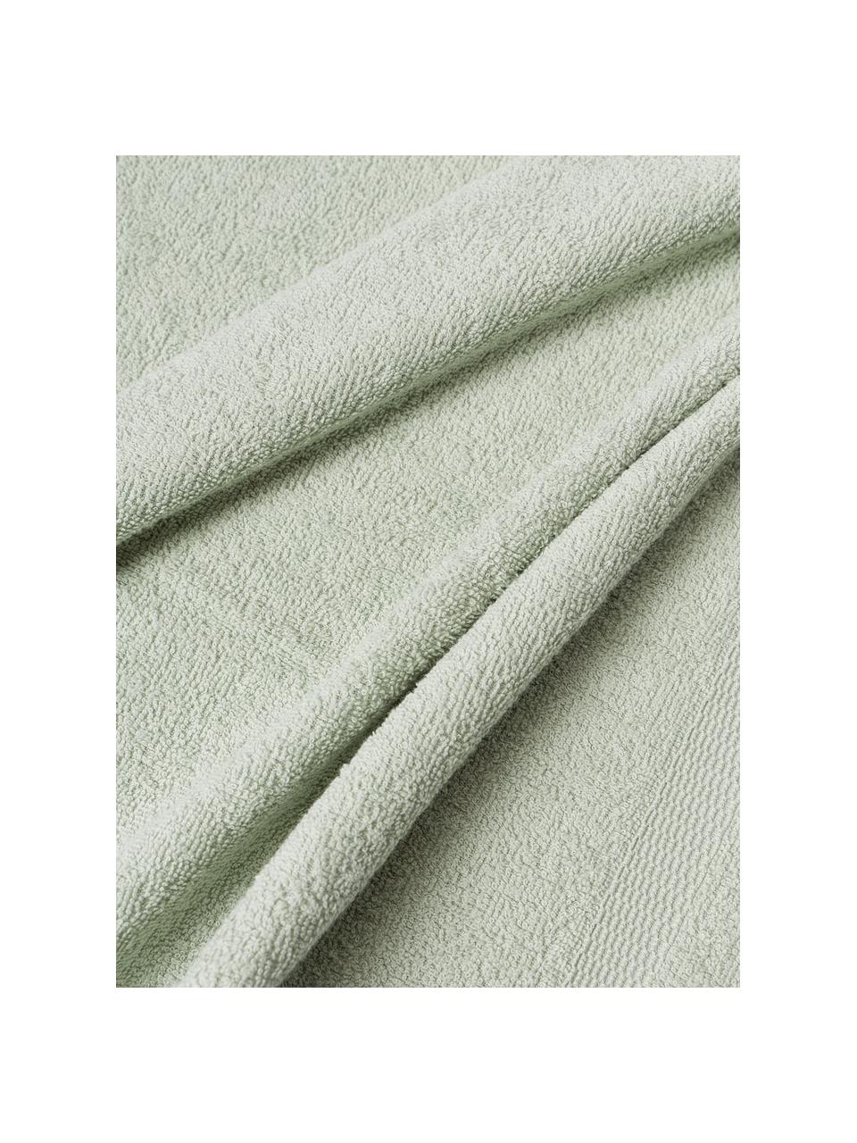 Set de toallas Camila, 4 uds., Verde salvia, Set de 3 (toalla tocador, toalla lavabo y toalla ducha)