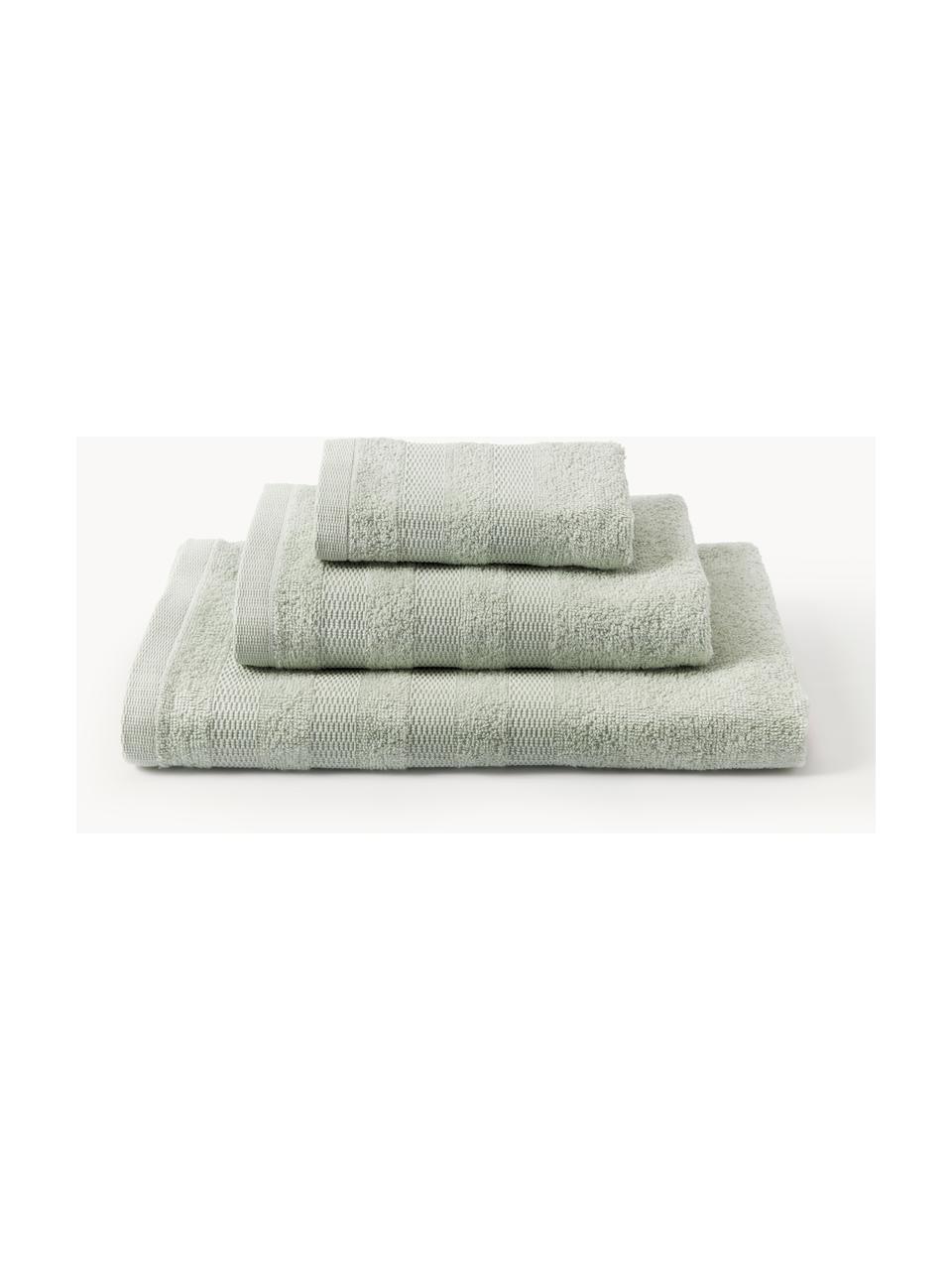 Serviettes de bain Camila, 3 élém., 100 % coton
Grammage léger, 400 g/m²

Le matériau est certifié STANDARD 100 OEKO-TEX®, 3883CIT, CITEVE, Vert sauge, Lot de différentes tailles (serviette invité, serviette de toilette et drap de b