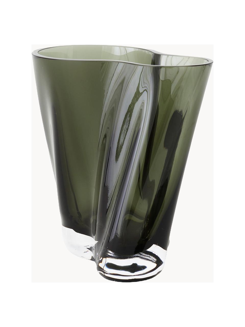 Mundgeblasene Glas-Vase Aer, H 19 cm, Glas, Hellgrau, transparent, B 18 x H 19 cm