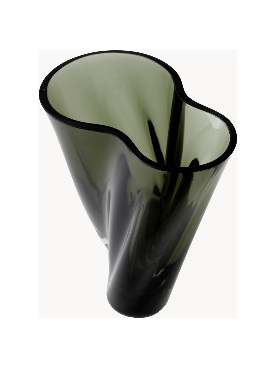 Mundgeblasene Glas-Vase Aer, H 19 cm, Glas, Hellgrau, transparent, B 18 x H 19 cm